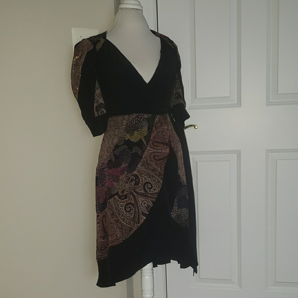 Elegant Black and Brown Patterned Dress